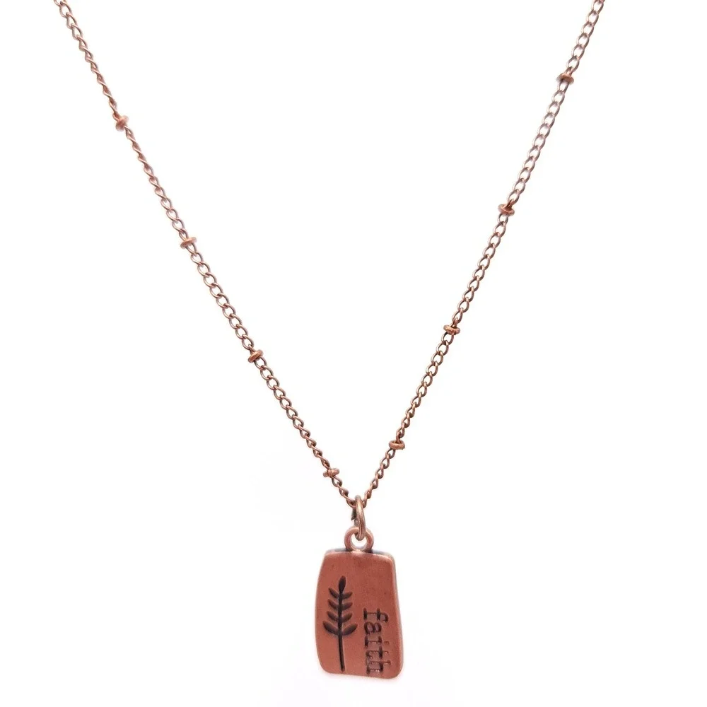 Copper Tone Faith Over Fear Necklace Inspirational Pendant Jewelry - Picture 4 of 5